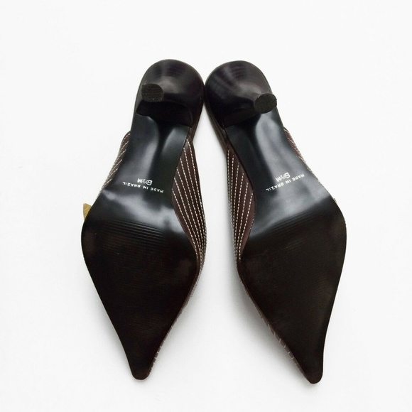 Vintage Two Lips Leather Flower Detail Pointy Toe Mule - Picture 6 of 6